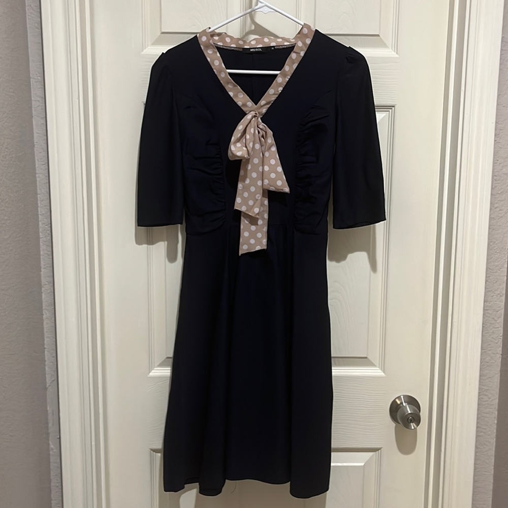 Vintage Miusol Women's 1950s Style 3/4 Sleeve Bow Slim Evening Party Dress